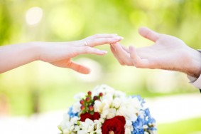 Hands on wedding day